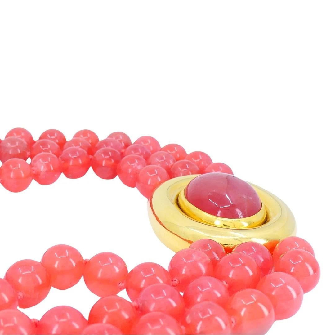 Vintage Paloma Picasso Tiffany & Co. 18k Gold Pink Rhodochrosite Beaded Necklace - 7
