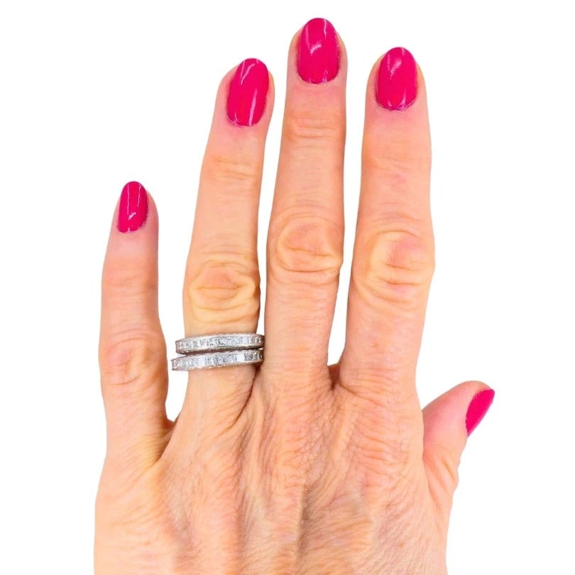 M. Beaudry Princess Cut Diamond ETERNITY BAND Platinum Size 6.5 Wedding Ring - 11