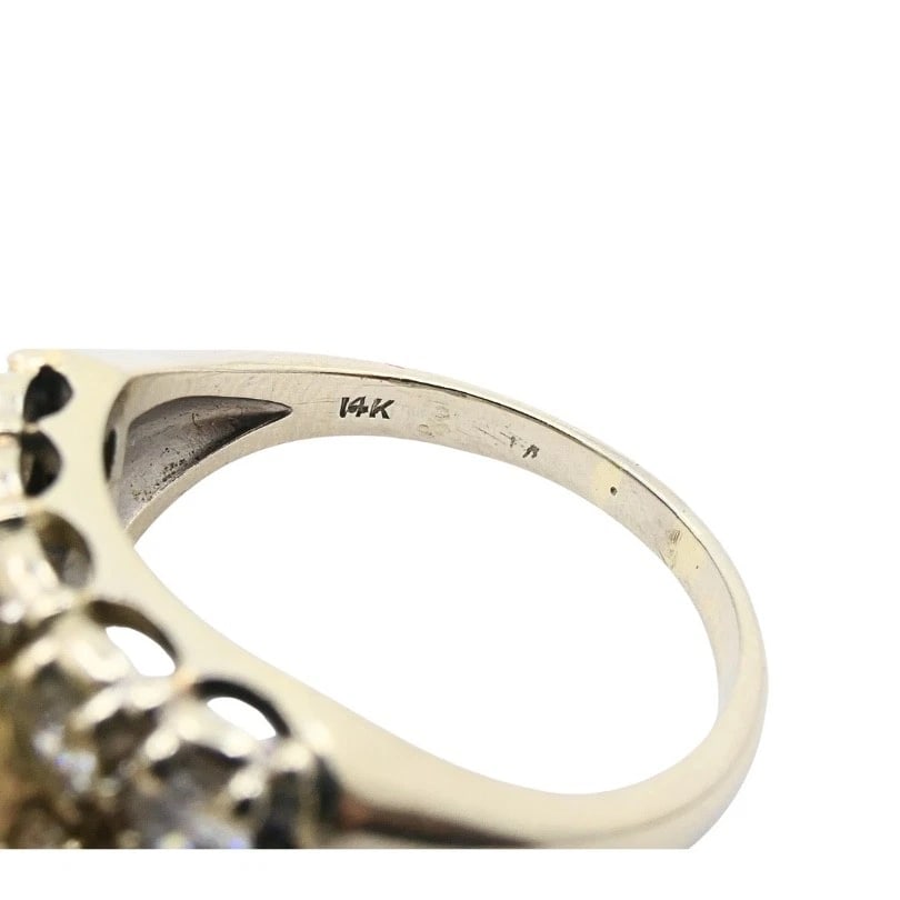 Vintage Pearl Diamond Ring 14k White Gold - 10