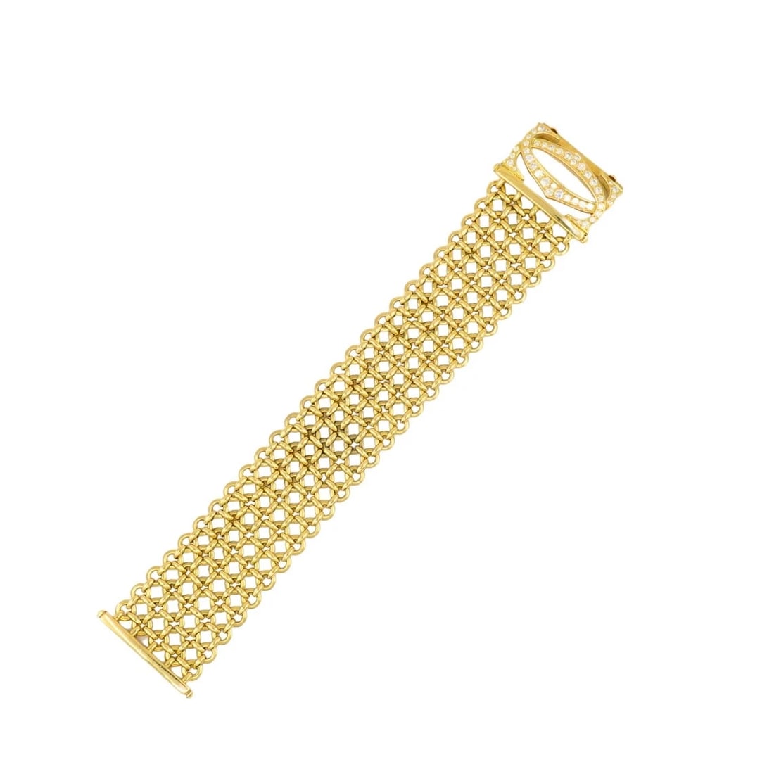 Cartier Penelope Bracelet Double C 18k Gold Diamond Link Bracelet: NS UOOOO Cartier Penelope Bracelet Double C 18k Gold Diamond Link Bracelet This vintage Cartier Penelope bracelet is crafted in 18k gold and designed with five rows of interlinked openwork circles. Th