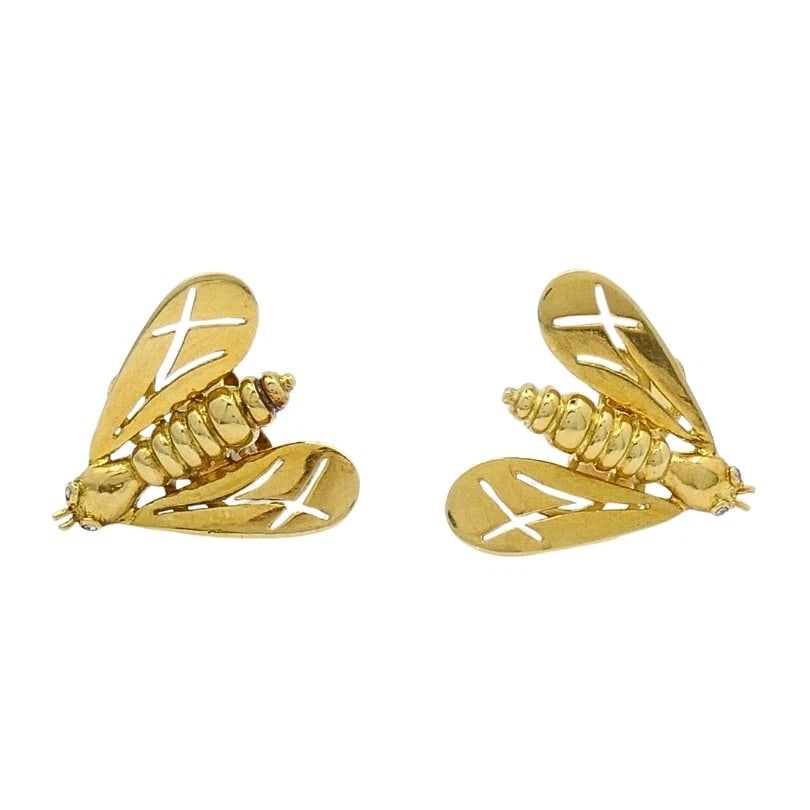 Chaumet 18k Gold Diamond Bee Earrings - 11