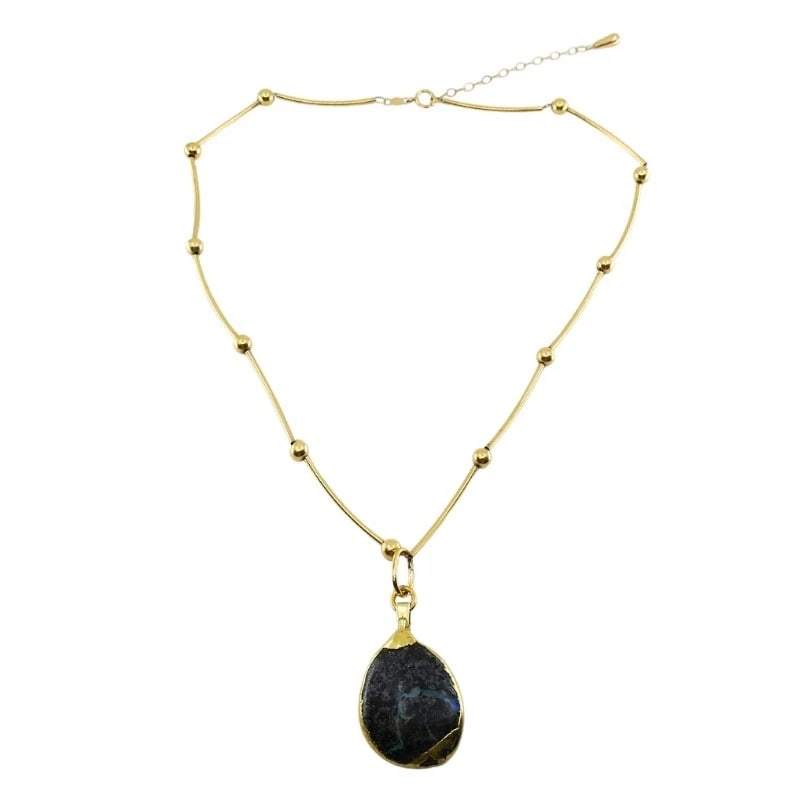 Opal Necklace 14k Gold Collar Necklace with Beads - 5