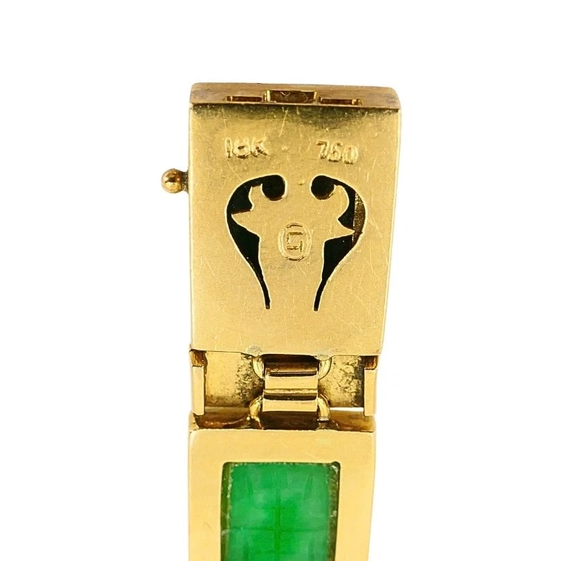 Vintage 18k Gold Jade Diamond Bracelet - 10