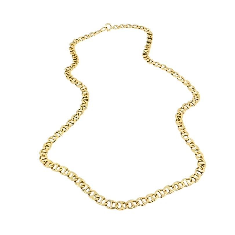 14k Gold Flat Link Chain Necklace Vintage Jewelry - 4