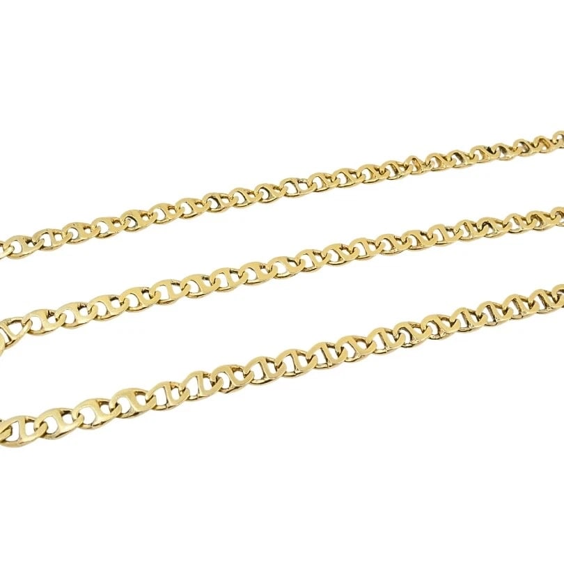 14k Gold Flat Link Chain Necklace Vintage Jewelry - 5