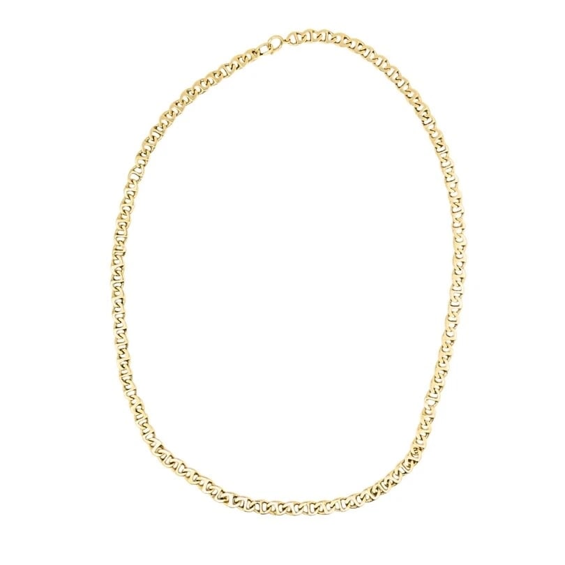 14k Gold Flat Link Chain Necklace Vintage Jewelry - 6