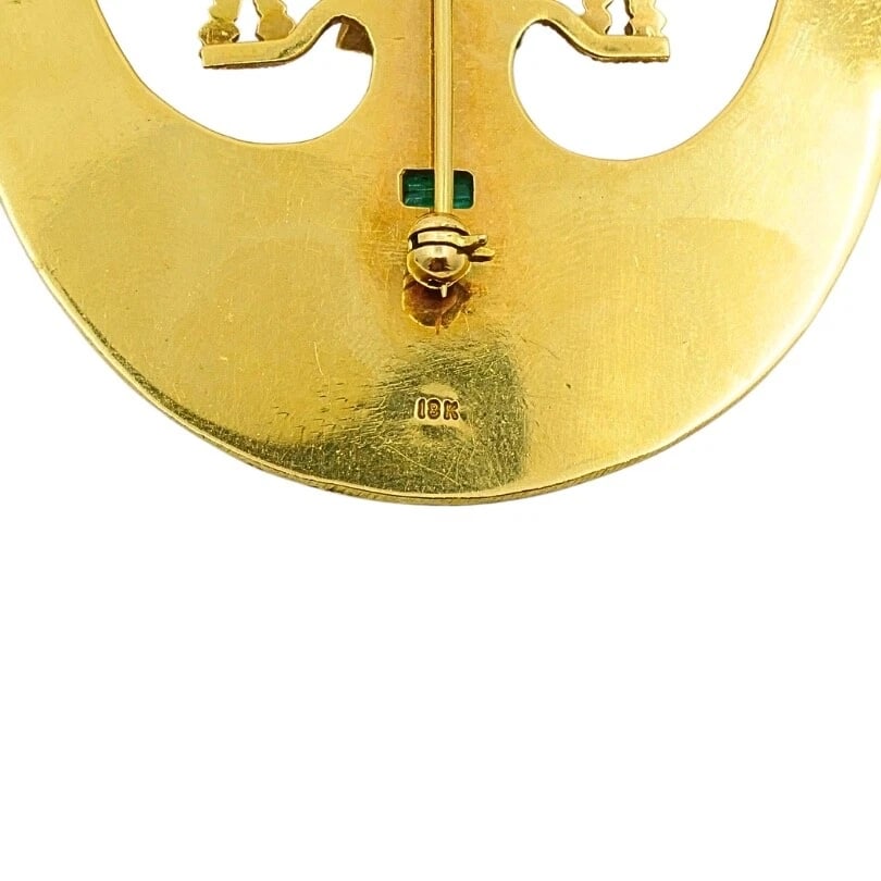 18k Gold Brooch/Pendant Emeralds Pre-Columbian Jewelry - 9
