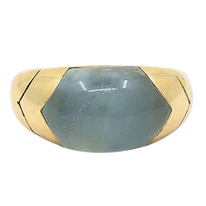 Bvlgari Bulgari 18k Gold Ring Aquamarine: DESIGNER: Bvlgari CIRCA: 1990's MATERIALS: 18k GoldGEMSTONE: AquamarineWEIGHT: 10.3 GramsMEASUREMENTS: Stone - 9/16" x 3/8" RING SIZE: 7HALLMARKS: BVLGARI, 750, Made in ItalyITEM DETAILS:Bvlgari Bulga