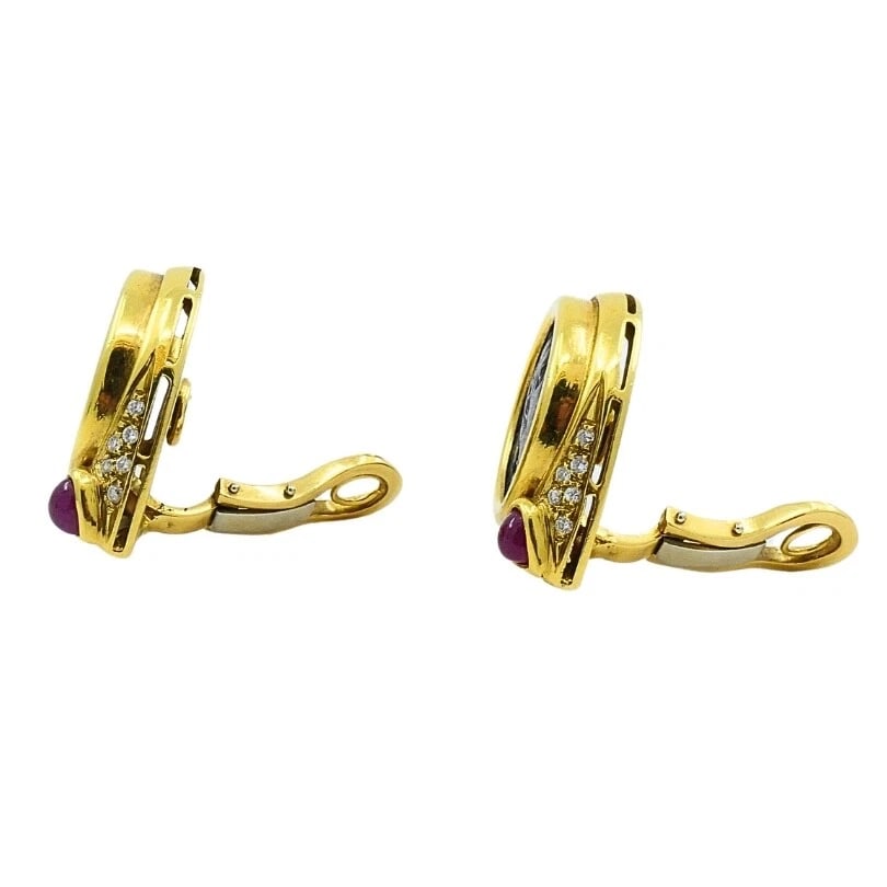 Ancient Coin 18k Gold Earrings Ruby - 9