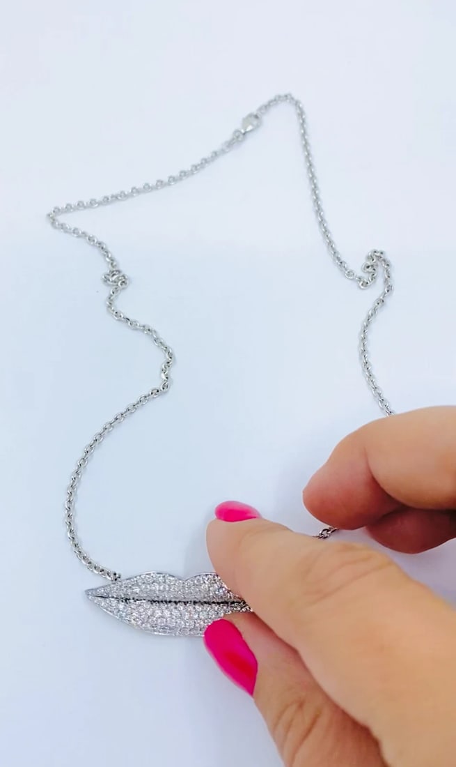 Enigma by Gianni Bulgari Lips Necklace 18k White Gold Diamond - 2