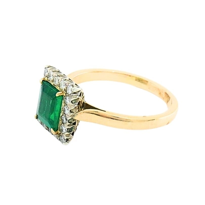 Emerald Ring Vintage 14k Gold Diamond - 5