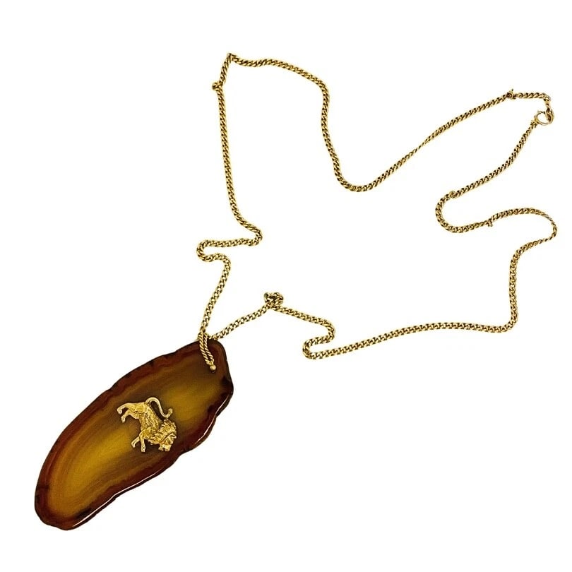 Onyx Gold Pendant Leo Zodiac Jewelry - 12