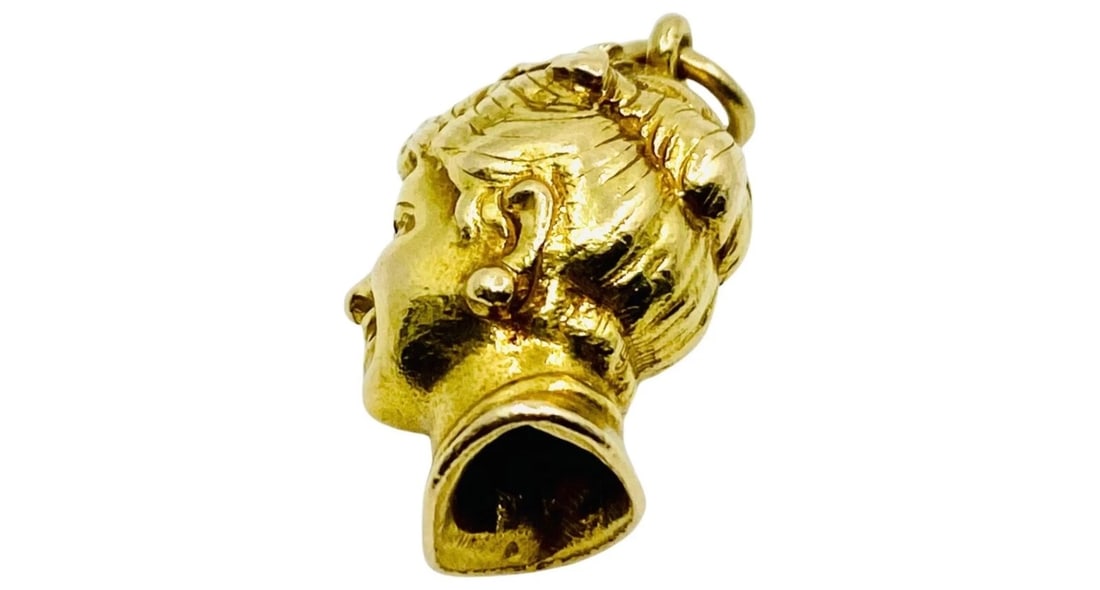 Colombina Commedia dell'Arte 18k Gold Charm Pendant - 7