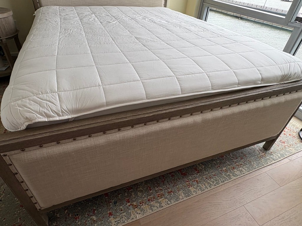 Queen-Size Upholstered and Nailhead Trim Bed Frame - 4