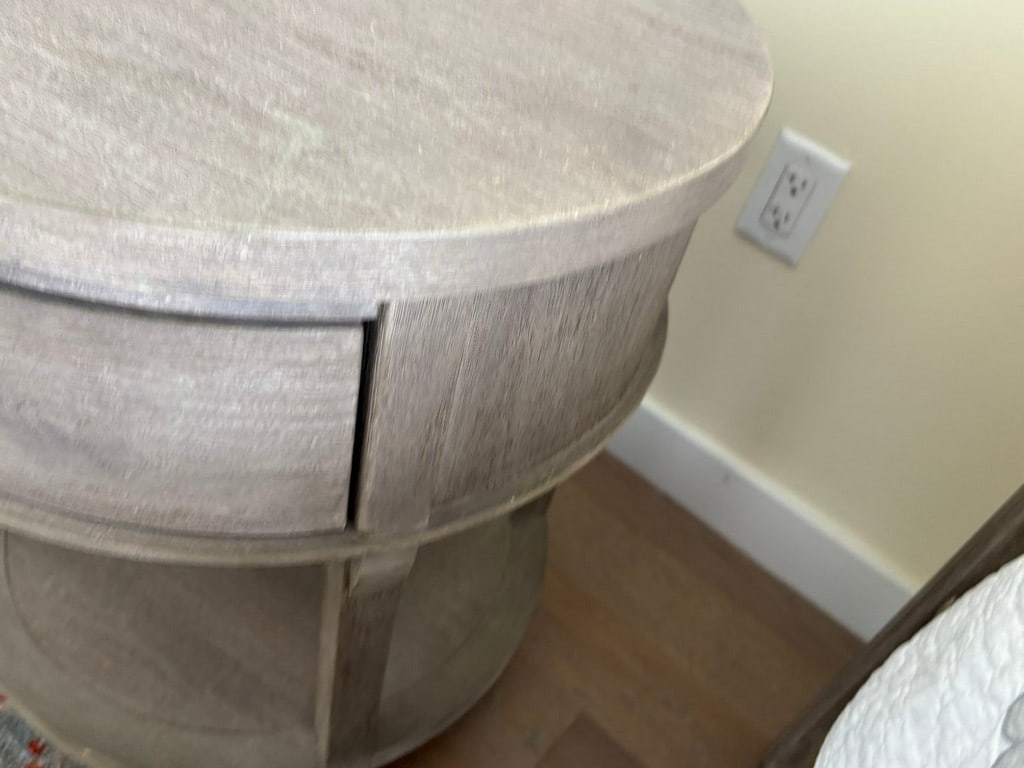 Contemporary Round Wood Nightstand with Drawer and Shelf - 4