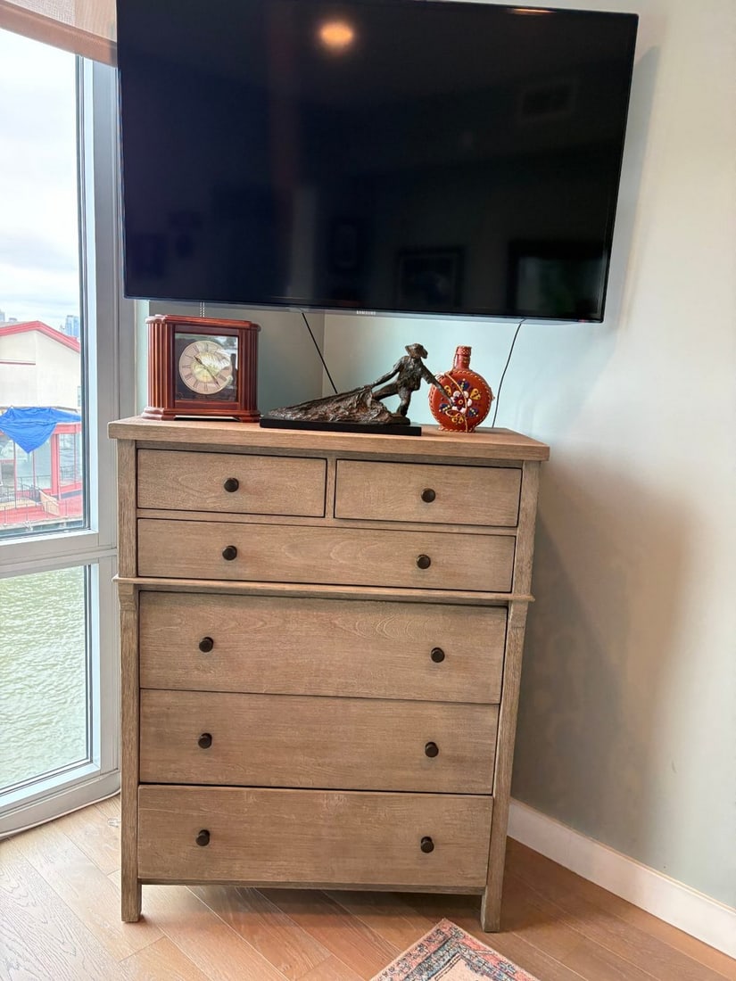 Contemporary Bleached Oak Tall Chest of Drawers - 5