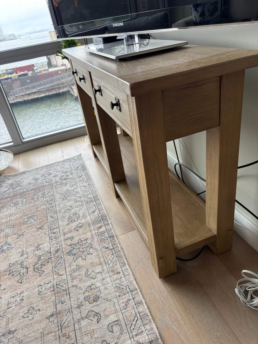 Rustic Oak Two-Drawer Console Table - 2