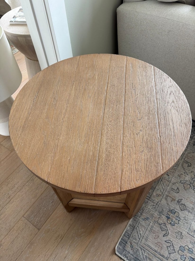 Contemporary Round Wood Side Table - 3