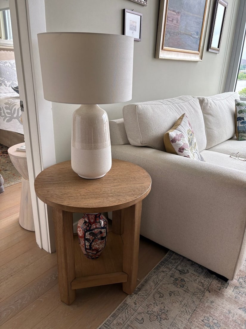 Contemporary Round Wood Side Table - 4