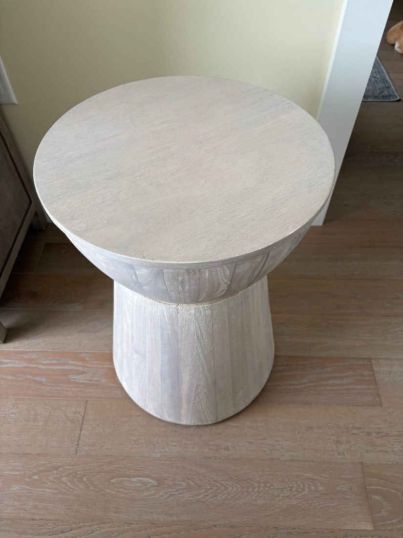 Contemporary Bleached Wood Drum Table / Stool - 2