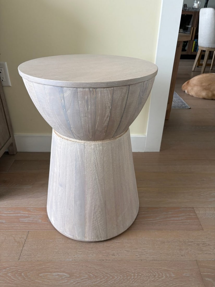 Contemporary Bleached Wood Drum Table / Stool - 3