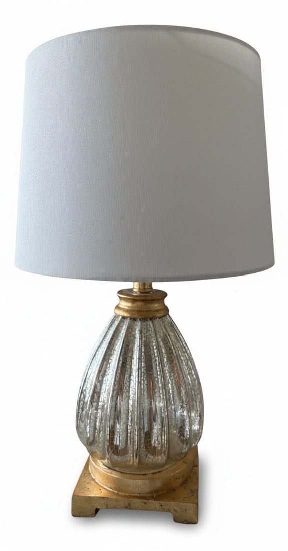 Contemporary Giltwood and Antiqued Glass Table Lamp (1 of 2)