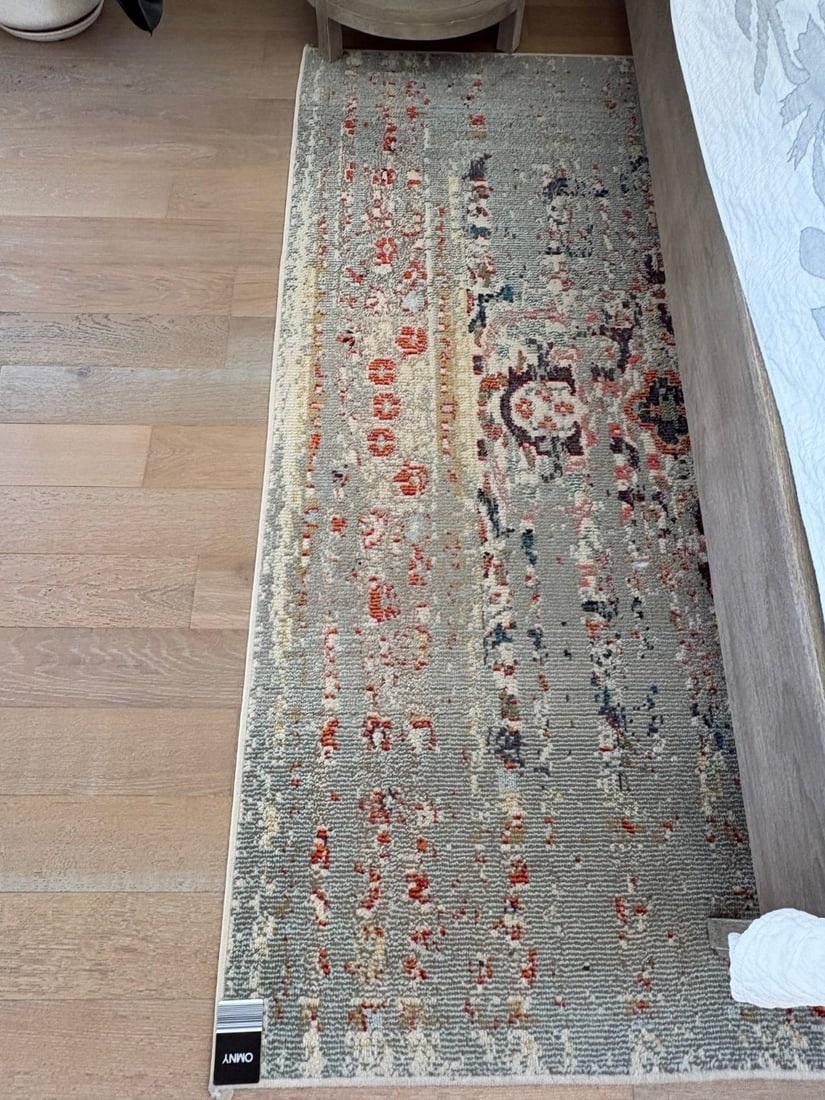 Contemporary Abstract Gray, Orange, and Blue Area Rug - 3