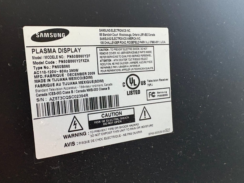 Samsung PN50B860 Plasma Display Television with Remotes - 3