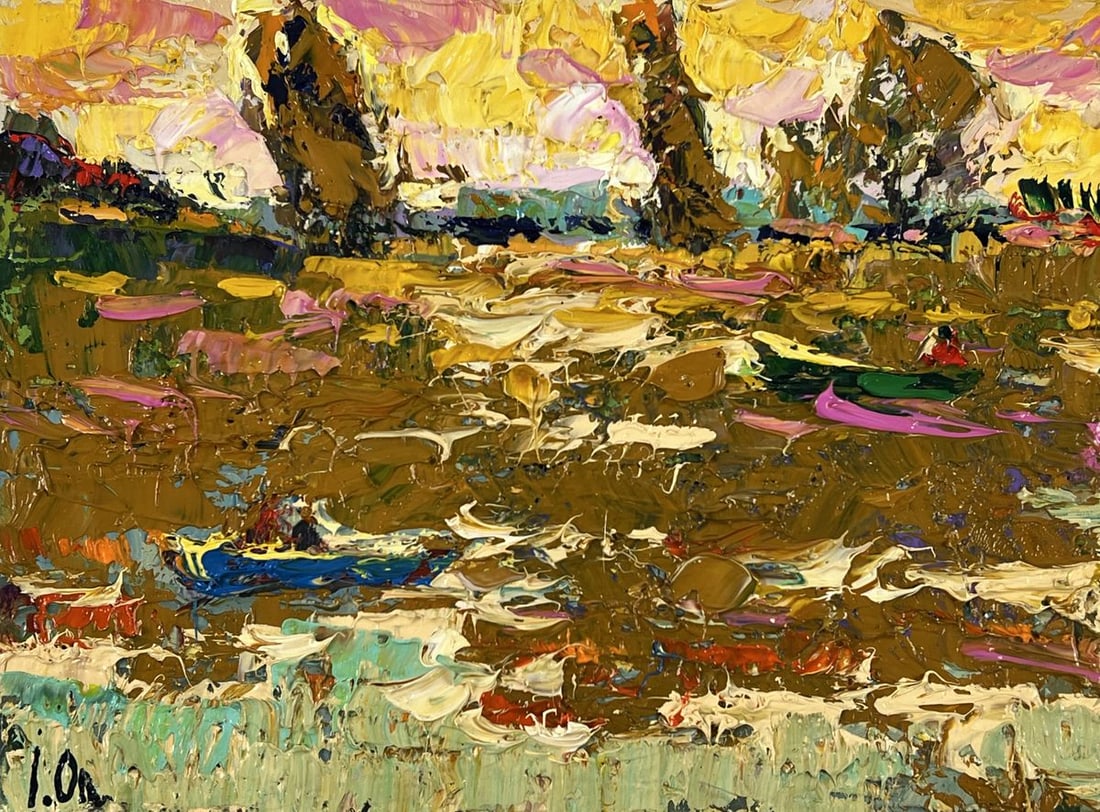 Oil painting Boats on the Lake in the Evening Oleksiy Ivanyuk - 3