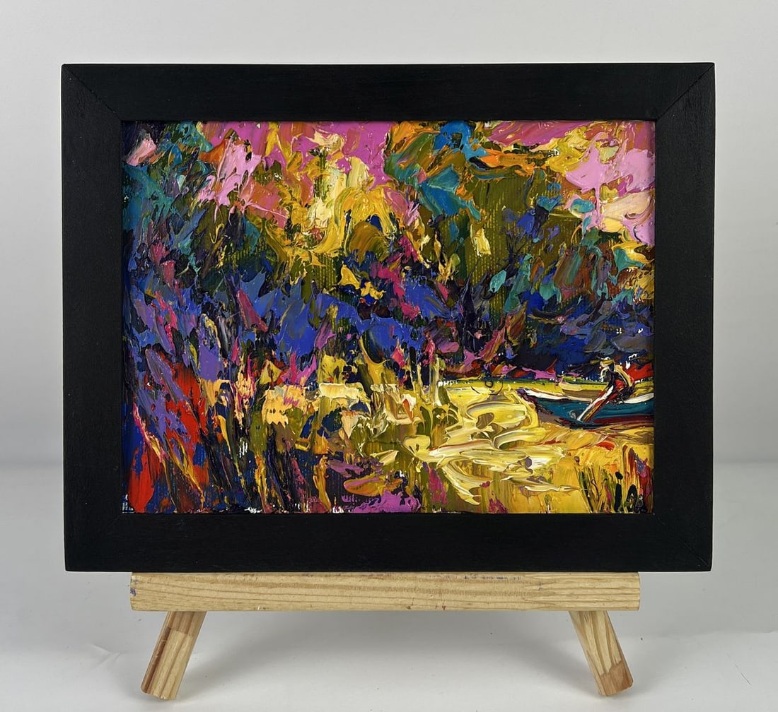 Oil painting A Quiet Backwater in Nature Oleksiy Ivanyuk: AAA6656*** ABOUT THIS PAINTING **** TITLE: "A Quiet Backwater in Nature"* ARTISTS: Oleksiy Ivanyuk* SIZE: 15x20 cm/5.90x7.87 inches'* MEDIUM: oil, canvas* HAND PAINTED: Original painting from our coll