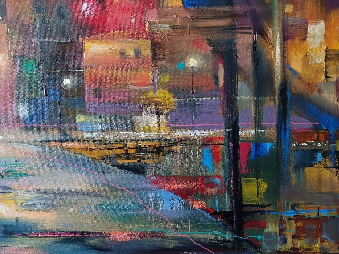 Abstract oil painting Night City Anatoly Tarabanov - 10
