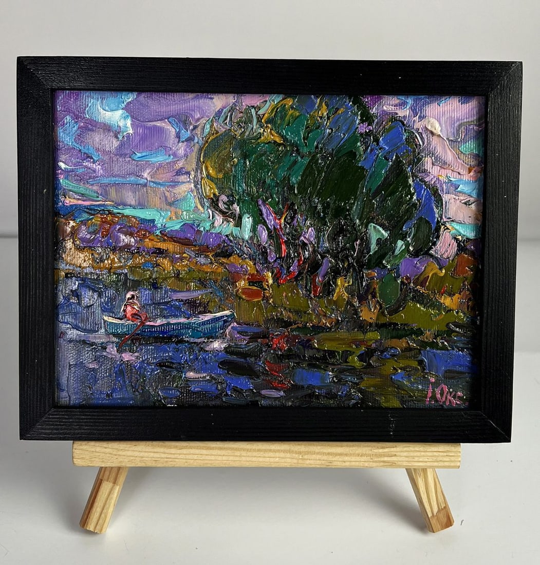 Oil painting Evening in Reflections Oksana Ivanyuk: AAA6156*** ABOUT THIS PAINTING **** TITLE: "Evening in Reflections"* ARTISTS: Oksana Ivanyuk* SIZE: 15x20 cm/5.90x7.87 inches'* MEDIUM: oil, canvas* HAND PAINTED: Original painting from our collection