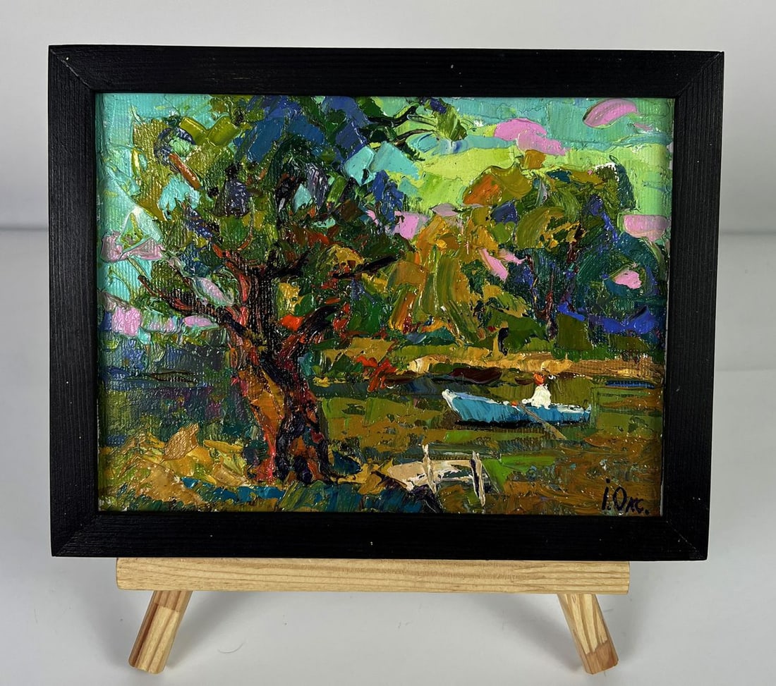 Oil painting Fishing on the river bank Oksana Ivanyuk: AAA6201*** ABOUT THIS PAINTING **** TITLE: "Fishing on The river bank"* ARTISTS: Oksana Ivanyuk* SIZE: 15x20 cm/5.90x7.87 inches'* MEDIUM: oil, canvas* HAND PAINTED: Original painting from our collect