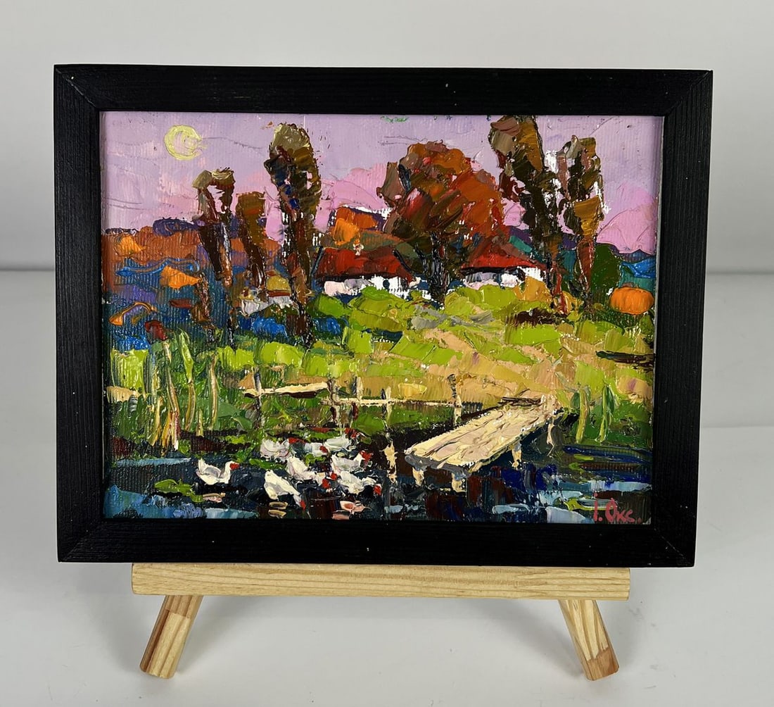 Oil painting Ducks are swimming by the river Oksana Ivanyuk: AAA6205*** ABOUT THIS PAINTING **** TITLE: "Ducks are swimming by The river"* ARTISTS: Oksana Ivanyuk* SIZE: 15x20 cm/5.90x7.87 inches'* MEDIUM: oil, canvas* HAND PAINTED: Original painting from our c