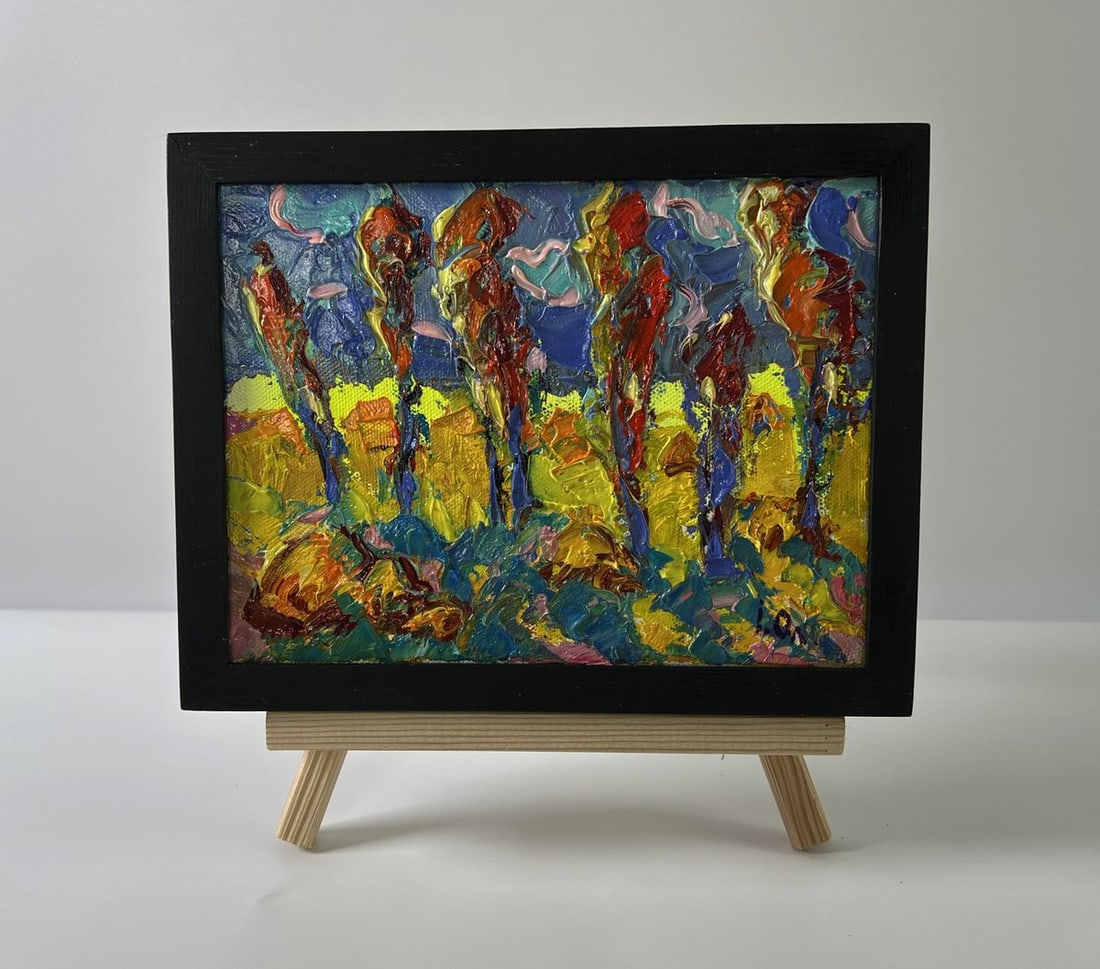 Oil painting Evening trees Oleksiy Ivanyuk: AAA5613 The oil painting Canvas titled Evening trees presents a dazzling interplay of color, form, and atmosphere, capturing The transformative beauty of twilight as it spreads across The landscape. W