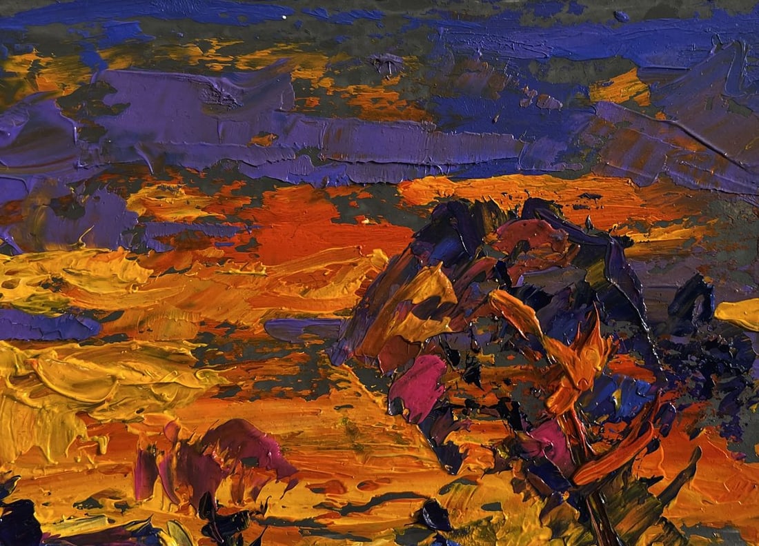 Oil painting A blazing evening in the village Alex Kalenyuk - 4