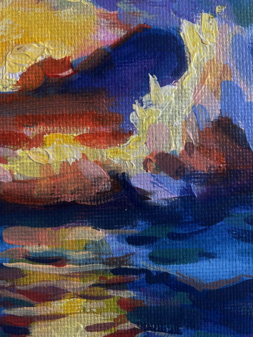 Acrylic painting Sunset over the sea horizon Mykhailo Patskan - 6