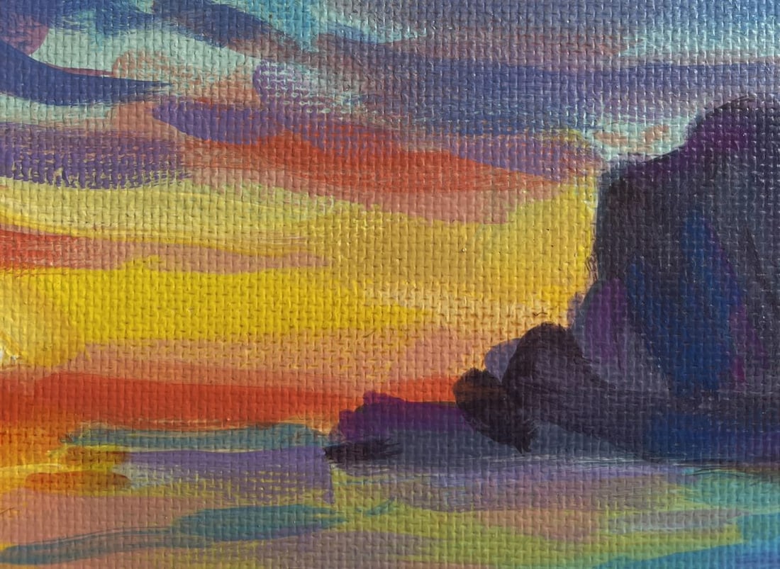Acrylic painting Reflection of sunset in the sea Mykhailo Patskan - 5