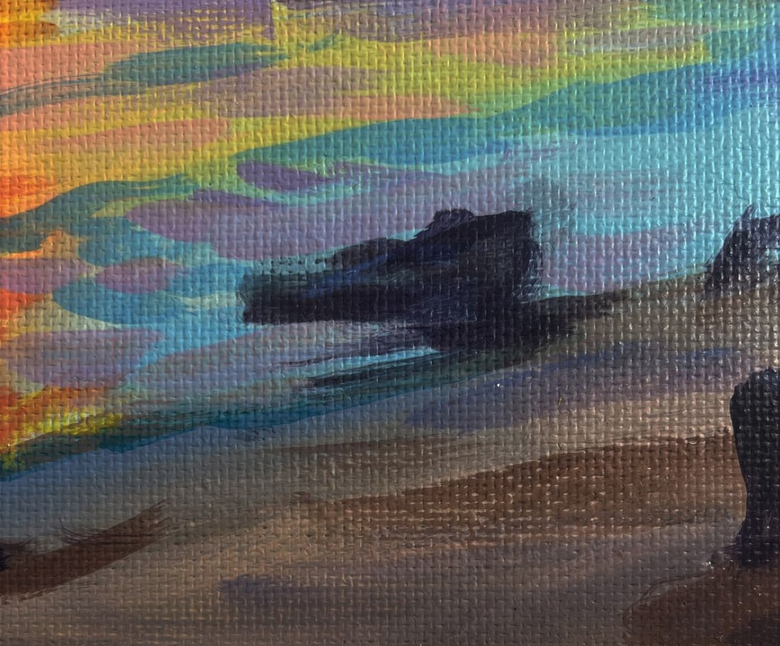 Acrylic painting Reflection of sunset in the sea Mykhailo Patskan - 8