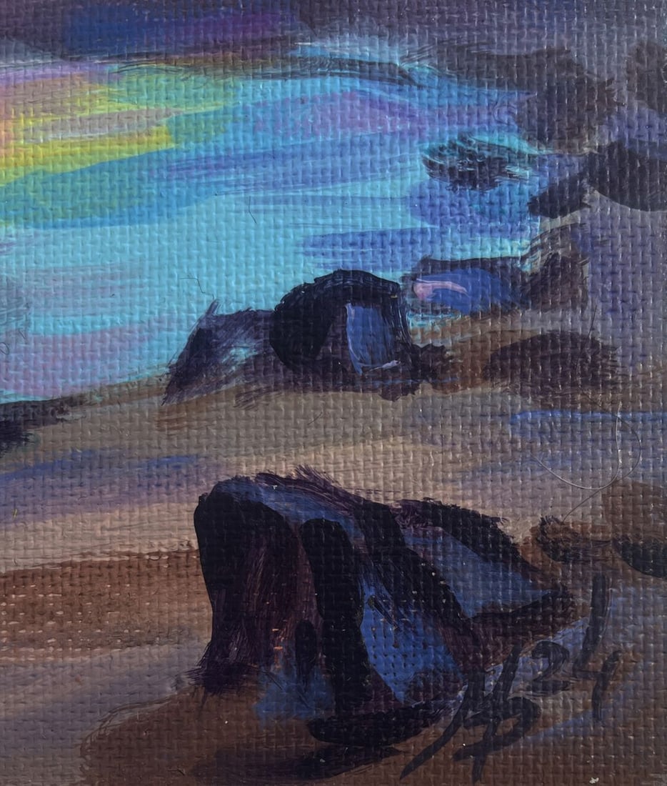 Acrylic painting Reflection of sunset in the sea Mykhailo Patskan - 9