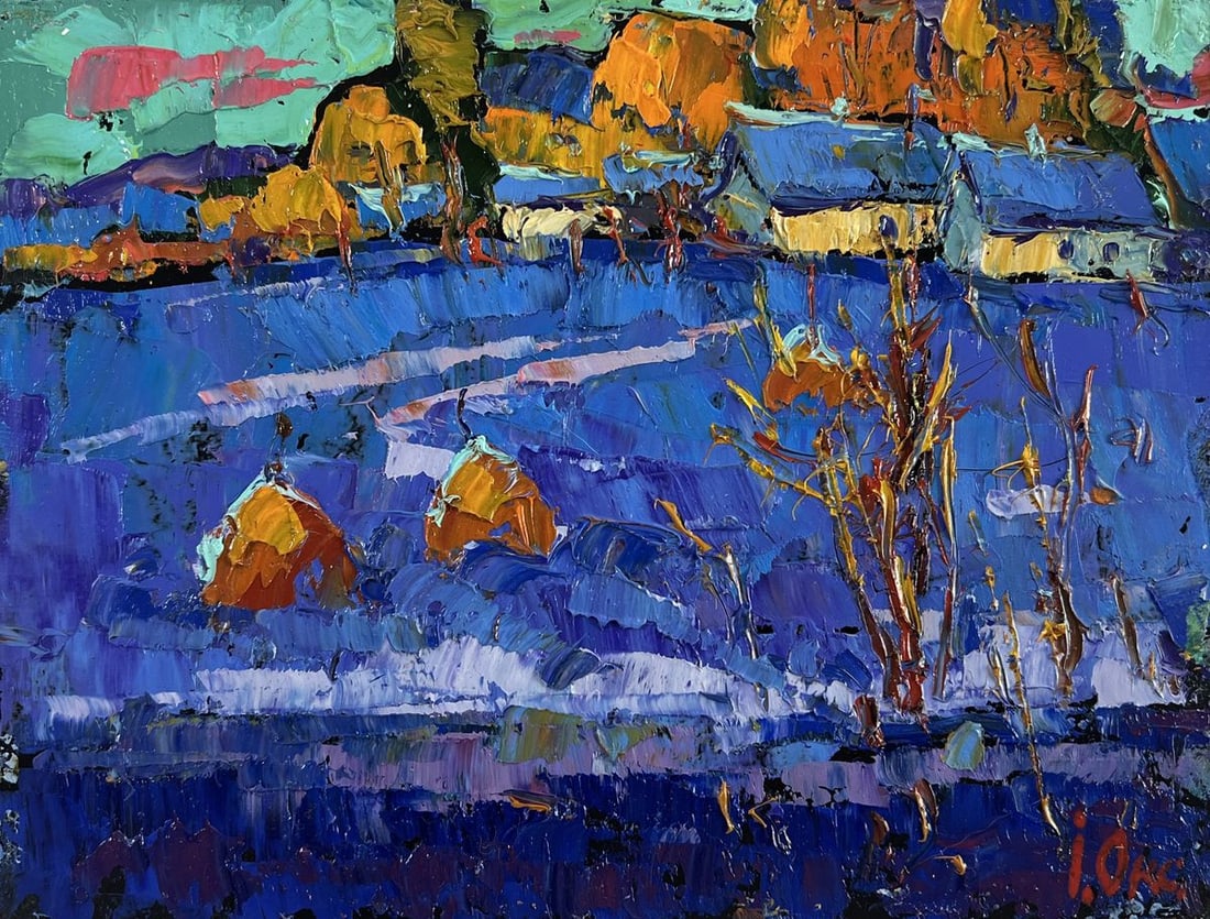 Oil painting Frosty stars in the evening sky Oksana Kalenyuk - 3