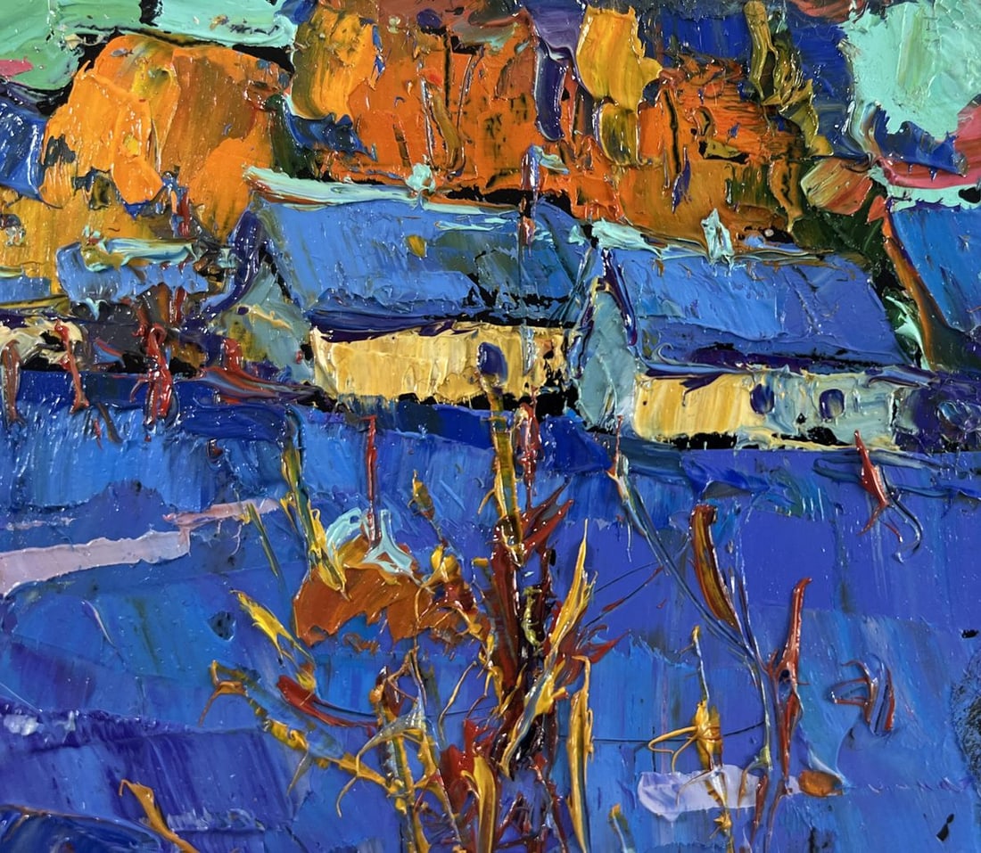 Oil painting Frosty stars in the evening sky Oksana Kalenyuk - 4