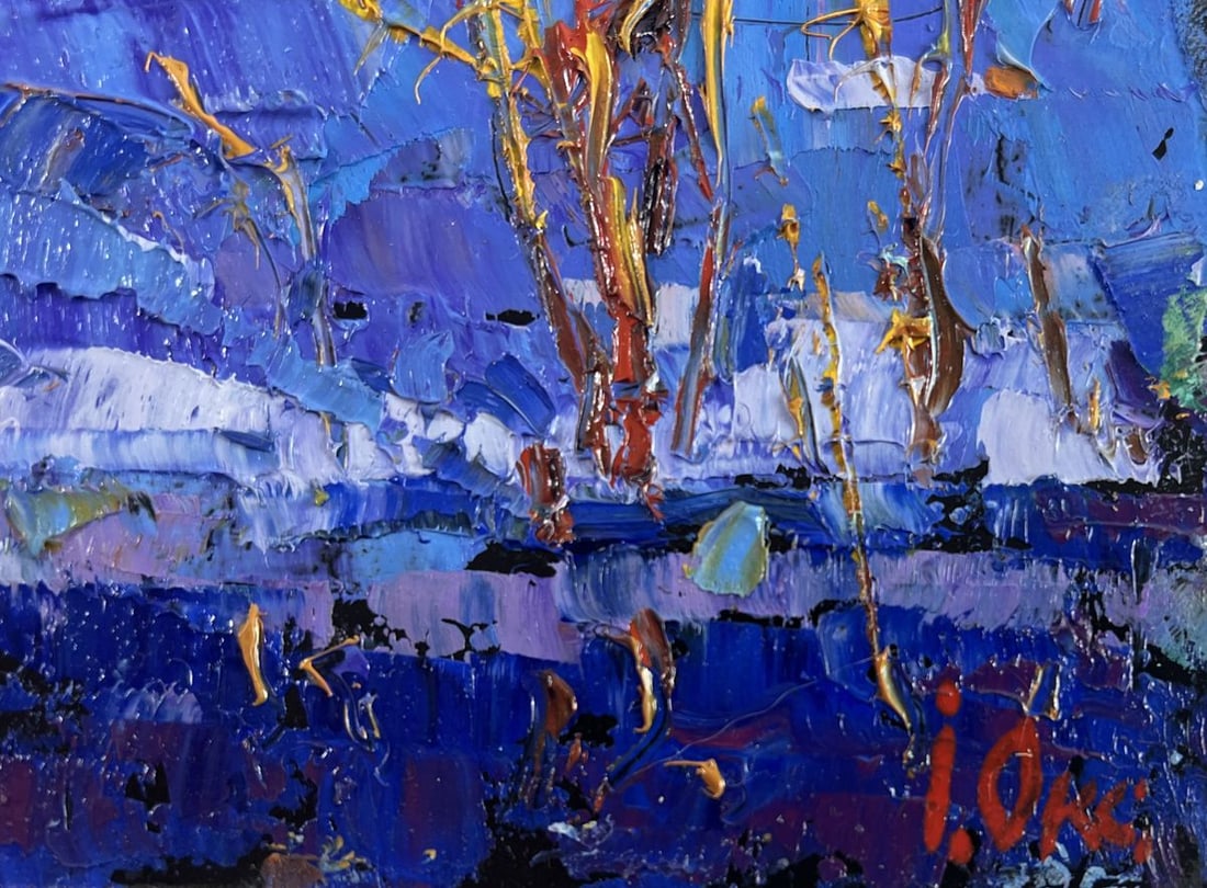 Oil painting Frosty stars in the evening sky Oksana Kalenyuk - 5