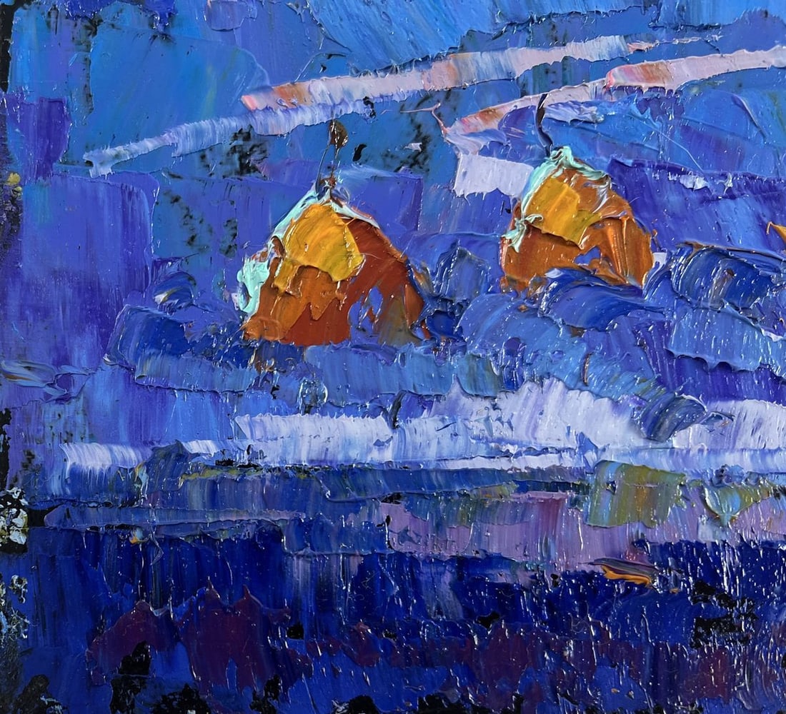 Oil painting Frosty stars in the evening sky Oksana Kalenyuk - 7