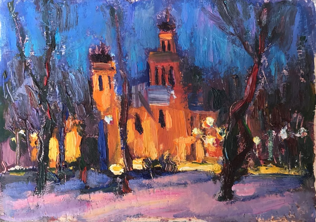 Oil painting Church on Rudnik Kuzeminsky Nikolay Borisovich: AAA2048 Whe Ther you're a devout Christian or simply appreciate beautiful architecture, this oil painting of a church on Rudnik is sure to please. The painting captures The serene atmosphere of an eve
