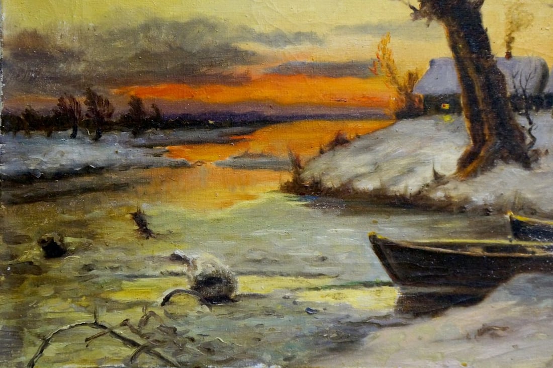 Oil painting Winter dawn - 2
