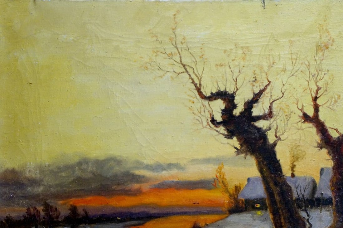 Oil painting Winter dawn - 3