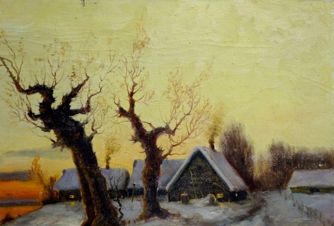 Oil painting Winter dawn - 4