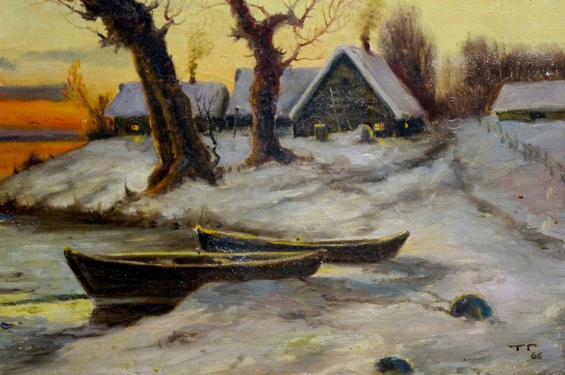 Oil painting Winter dawn - 5