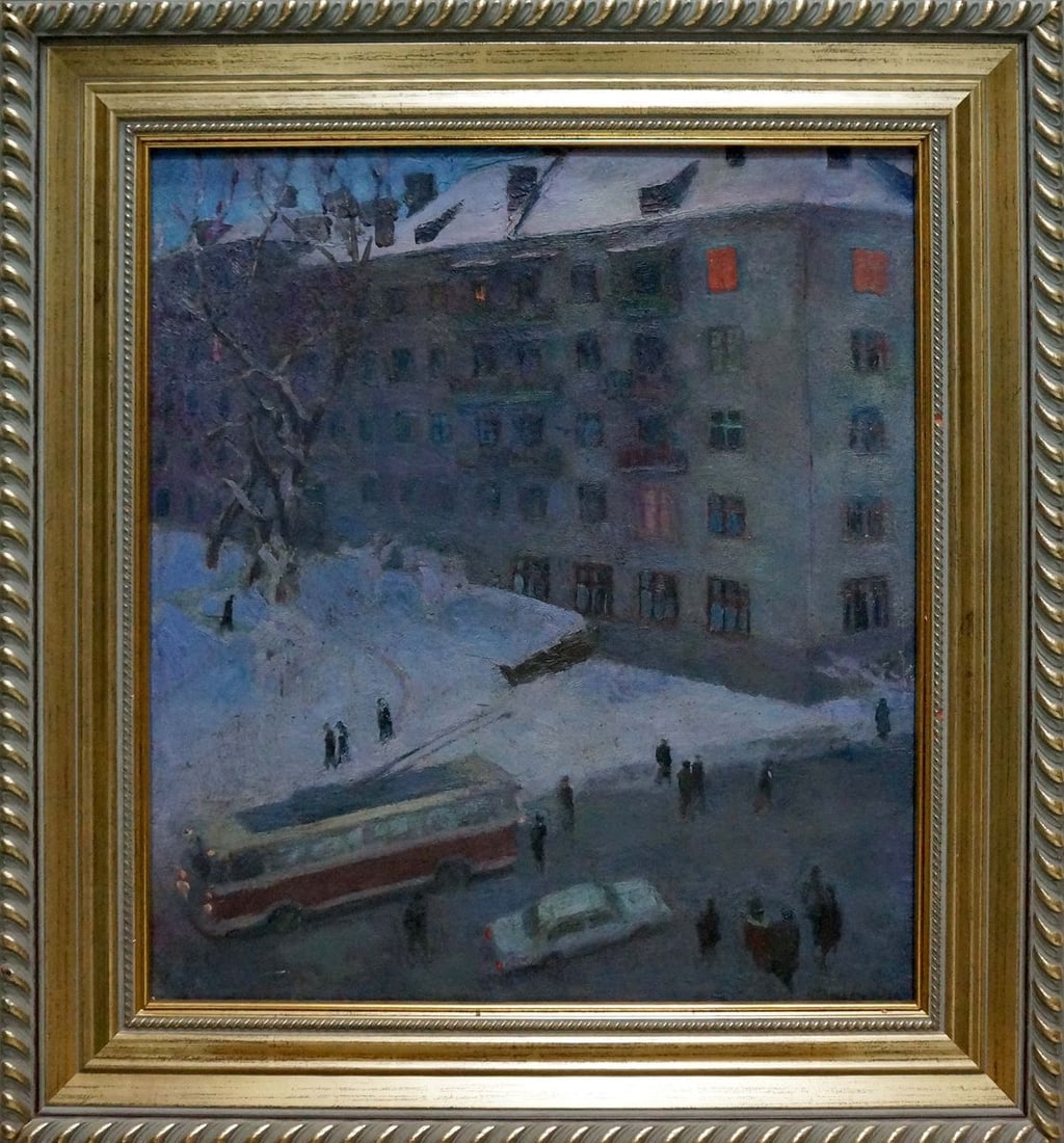 Oil painting City landscape Filatova Tanya: Vern 1608 *** ABOUT THIS PAINTING *** * TITLE: "City landscape" * ARTISTS: Filatova Tanya * SIZE: 50x44 cm/19.68x17.32 inches', frame size: 65x60 cm/25.59x23.62 inches' * MEDIUM: oil, canvas * HAND PA